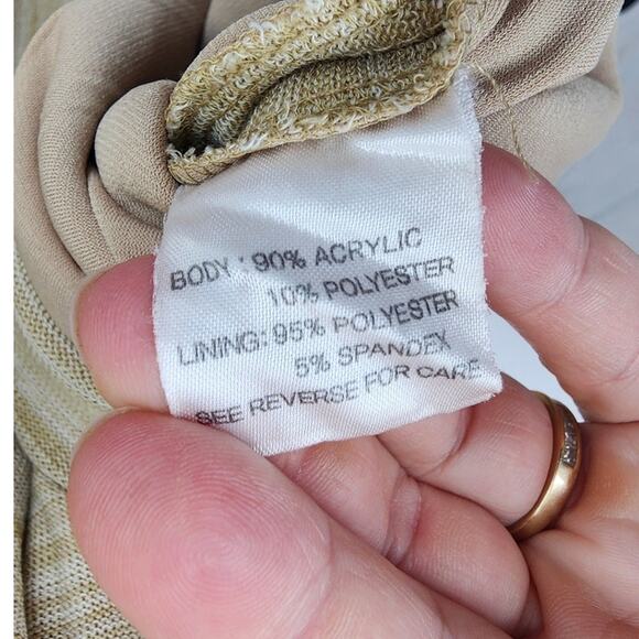 Exclusively Misook Sandstone Tan Stripe Knit Faux Wrap Sleeveless Dress  Large - Picture 9 of 10